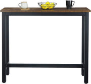 Bartafel - Met Voetensteun - Bistro Eettafel - MDF Hout - Vintage Stijl - Hoge Koffietafel - Donker Hout - 140x40x100 cm - Voor Binnen/Buiten - Tafel voor Keukenbar Balkon