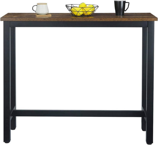 Bartafel - Met Voetensteun - Bistro Eettafel - MDF Hout - Vintage Stijl - Hoge Koffietafel - Donker Hout - 140x40x100 cm - Voor Binnen/Buiten - Tafel voor Keukenbar Balkon