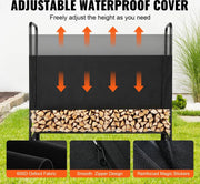Firewood rack - Outdoor wood storage - Wood storage - With waterproof cover - 132x36x117cm