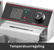 Friteuse - Dubbele Frituurpan - 2 x 6 Liter - Roestvrij staal - Draaisysteem - Dubbele tanks - voor fastfoodrestaurant of kampeerpicknick - 220V - 5000W