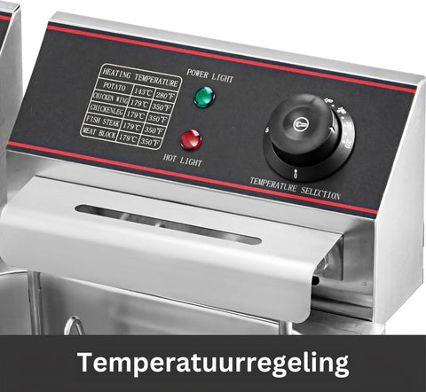 Friteuse - Dubbele Frituurpan - 2 x 6 Liter - Roestvrij staal - Draaisysteem - Dubbele tanks - voor fastfoodrestaurant of kampeerpicknick - 220V - 5000W