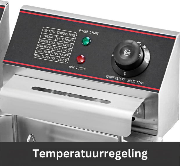 Friteuse - Dubbele Frituurpan - 2 x 6 Liter - Roestvrij staal - Draaisysteem - Dubbele tanks - voor fastfoodrestaurant of kampeerpicknick - 220V - 5000W