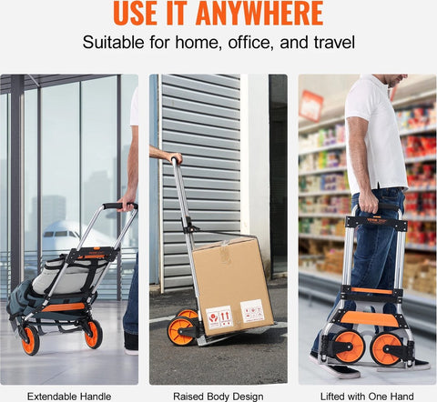 Hand truck - Hand trucks - Folding hand truck - Foldable hand truck - Hand truck - Transport cart - Platform truck - Handcart - 140KG Load capacity