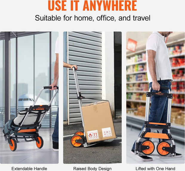 Hand truck - Hand trucks - Folding hand truck - Foldable hand truck - Hand truck - Transport cart - Platform truck - Handcart - 140KG Load capacity