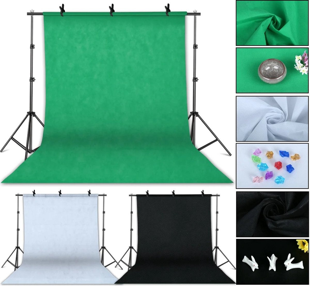Photo Studio Softbox Lighting Kit with Background Frame - Backdrop System - Studio Photography - Includes 3 Backdrops, Tripod, Reflector Board and 4 Umbrellas - Complete Set