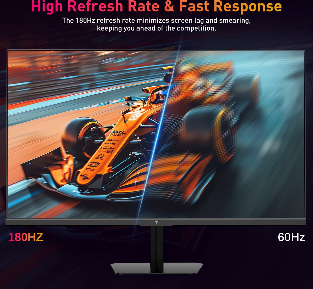 Gamingmonitor - 24-inch 2560*1440 16:9 snel IPS-scherm - 180 Hz - FreeSync en G-Sync - 126% sRGB - HDR-ondersteuningweinig blauw licht - ondersteuning voor wandmontage en kantelaanpassing - 2 x HDMI2.0 - 2 x DP1.4 - 1 x koptelefoonaansluiting - QUORE