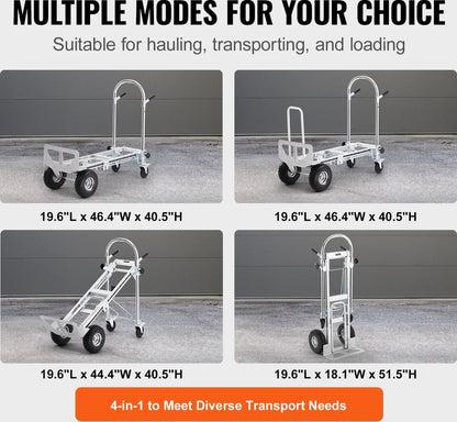 Steekwagen - Trolley - Aluminium Opvouwbare Steekwagen - Inklapbare kar - Handtruck - 800lbs - Transport - Magazijn - 2 in 1 model - Laadvermogen 362,87 kg