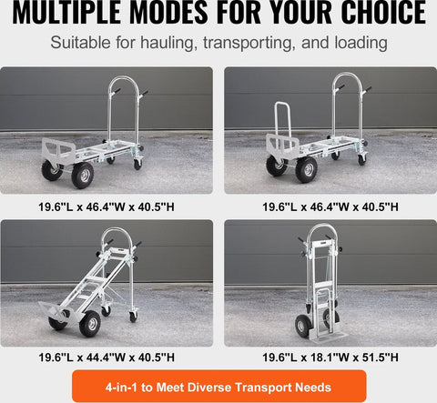 Steekwagen - Trolley - Aluminium Opvouwbare Steekwagen - Inklapbare kar - Handtruck - 800lbs - Transport - Magazijn - 2 in 1 model - Laadvermogen 362,87 kg