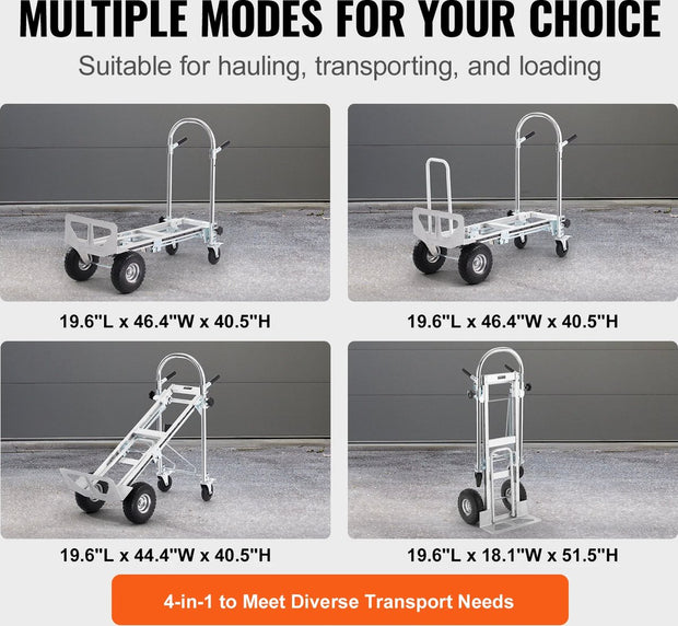 Steekwagen - Trolley - Aluminium Opvouwbare Steekwagen - Inklapbare kar - Handtruck - 800lbs - Transport - Magazijn - 2 in 1 model - Laadvermogen 362,87 kg