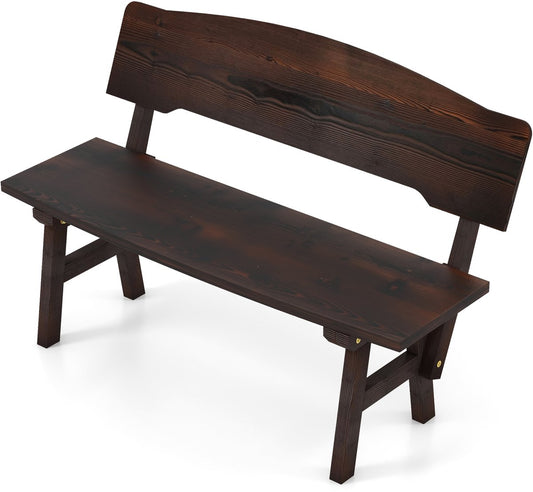 Tuinbank, weerbestendig, zitbank met rugleuning, houten bank voor 2-zits, belastbaar tot 325 kg, terrasbank van hout, parkbank voor tuin, balkon, terras, 120 x 51 x 78 cm