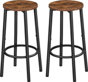 Barkrukken Set Van 2 - Barkrukken - Barkruk Hout - Bar Kruk - Hoge Krukken Met Voetsteun - Metalen Poten - 30x30x64cm - Zwart