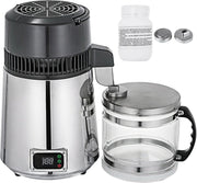 Waterdestilleerder – Waterfilter & Waterzuiveringsapparaat – 220V - 50Hz – Oververhittingsbeveiliging – 304 Roestvrij Staal & Borosilicaatglas – Zilver