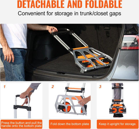 Hand truck - Hand trucks - Folding hand truck - Foldable hand truck - Hand truck - Transport cart - Platform truck - Handcart - 140KG Load capacity