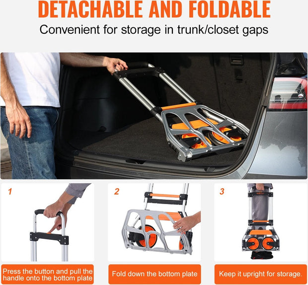 Hand truck - Hand trucks - Folding hand truck - Foldable hand truck - Hand truck - Transport cart - Platform truck - Handcart - 140KG Load capacity