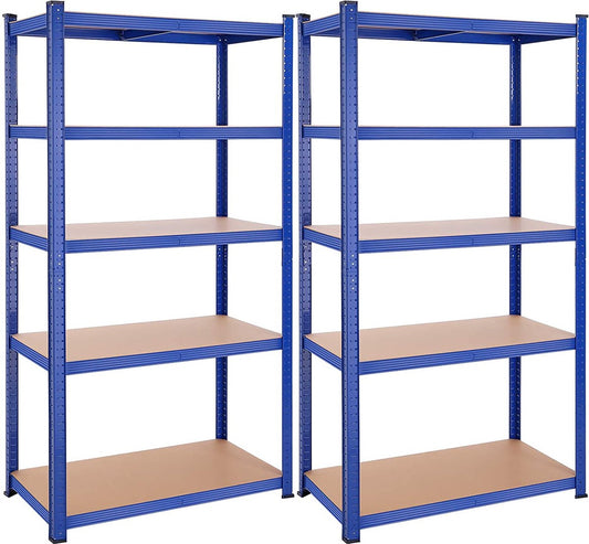 Zware Metalen Magazijnstelling - 200x100x50 cm - Draagvermogen 875KG - 5-Laags Verstelbare Opslagrek - Blauw