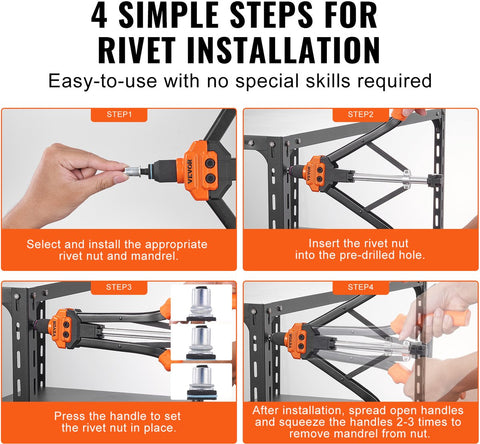 Blindklinkmoertang - Blindklinktang - Moeren En Doornen - M3 M4 M5 M6 M8 M10 M12 Handmatig - Geschikt voor Blindklinken Machine Draadmoeren Blindklinknagels