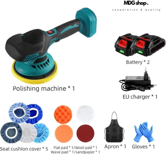 Auto polijstmachine - Autopolijstmachine accu - Draadloos - 6 versnellingen - 2 accu's