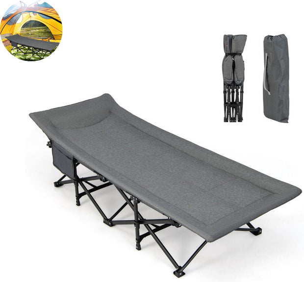 Veldbed - Kampeerbed - Vouwbed - Ligbed - Stretcher- Campingbedje - Opvouwbaar - 1 Persoons - Grijs