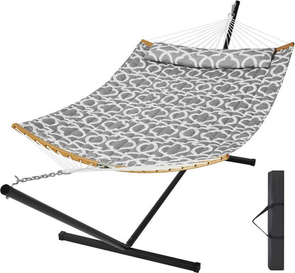 Dubbele hangmat voor twee personen - gebogen spreidstang - afneembaar kussen - draagtas - 500 lbs capaciteit hangmat 2 person