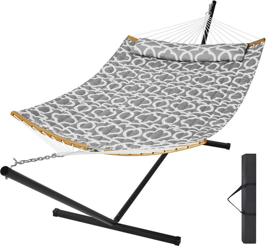 Dubbele hangmat voor twee personen - gebogen spreidstang - afneembaar kussen - draagtas - 500 lbs capaciteit hangmat 2 person