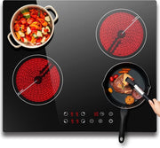 Elektrische Kookplaat 4 Pits - Elektrische Kookplaat 4 Branders - Keramische Kookplaat met Stekker - Zwart