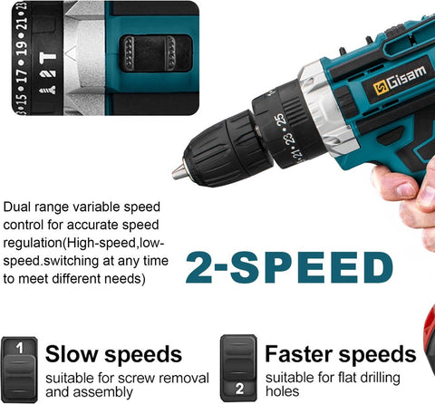 Boormachine - Accu Boormachine - Schroefmachine - Elektrische Boormachine - Elektrische Schroefmachine - Met Accessoires - 2x Accu - 18V - 1500Mah