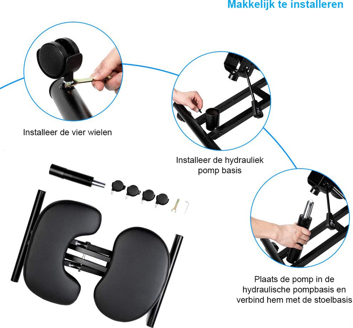 Ergonomic Kneeling Chair with Adjustable Height, Wheels and Comfortable Cushion - Healthy Sitting Posture Chair for Office and Work - Ergo Kneeling Chair with Smooth Wheels and Soft Seat - Office Chair for Back Comfort and Productivity