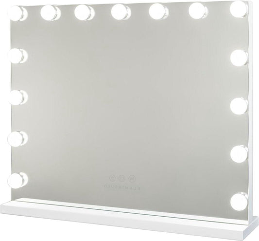 Hollywood Spiegel Met Verlichting - Make-Up Spiegel Met Licht 15 LED - Vanity Mirror 3 - Modi Touch Control Led Spiegel - Hollywood Mirror - Kwalitatieve Schoonheidsspiegel - Make up tafel - Wit
