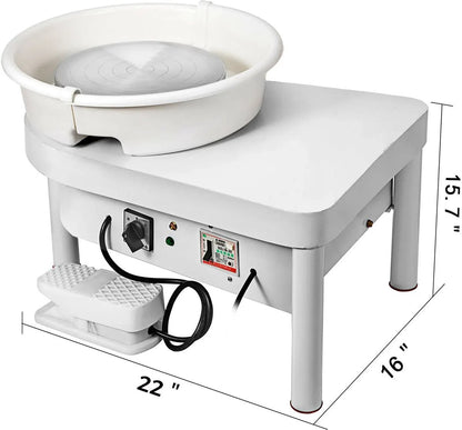 Pottenbakkersschijf Set - Inclusief Tools - Boetseerschijf - Draaischijf Pottenbakker - Pottenbakken Draaiplateau - Keramiek - 300W - 25CM - Wit