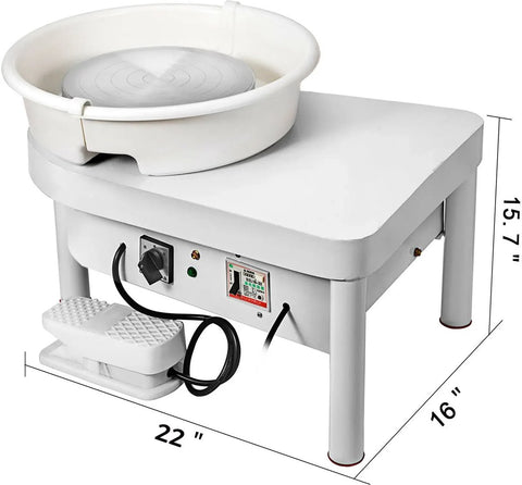 Pottenbakkersschijf Set - Inclusief Tools - Boetseerschijf - Draaischijf Pottenbakker - Pottenbakken Draaiplateau - Keramiek - 300W - 25CM - Wit