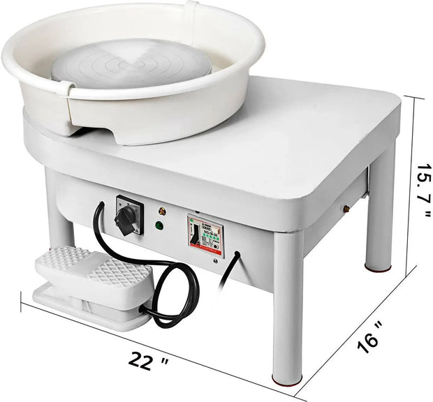 Pottenbakkersschijf Set - Inclusief Tools - Boetseerschijf - Draaischijf Pottenbakker - Pottenbakken Draaiplateau - Keramiek - 300W - 25CM - Wit