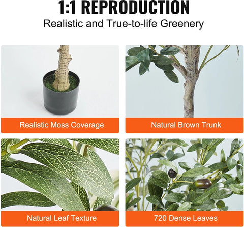 Kunst olijfboom - Kunstplant - 150 cm hoog - Laag onderhoudsboom voor thuis - Veilig PE materiaal - Anti slip kantelbescherming