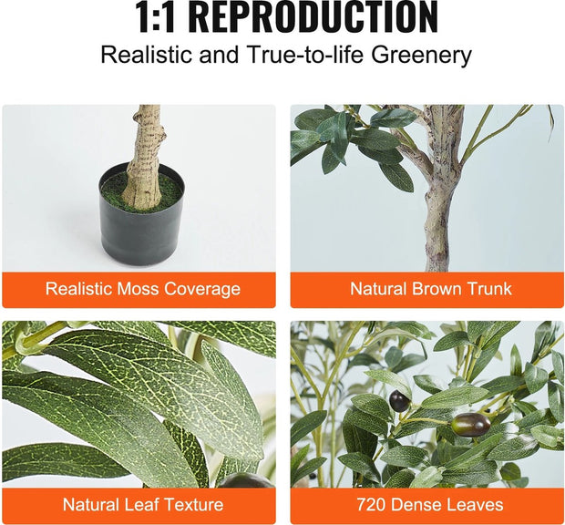 Kunst olijfboom - Kunstplant - 150 cm hoog - Laag onderhoudsboom voor thuis - Veilig PE materiaal - Anti slip kantelbescherming