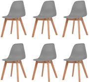 Eetkamerstoelen - Set van 6 - Kunststof - Grijs Eettafel Stoelen - Eetkamerstoelen Set - Grijze Stoelen - Kunststof Stoelen - Comfortabele Stoelen - Grijs