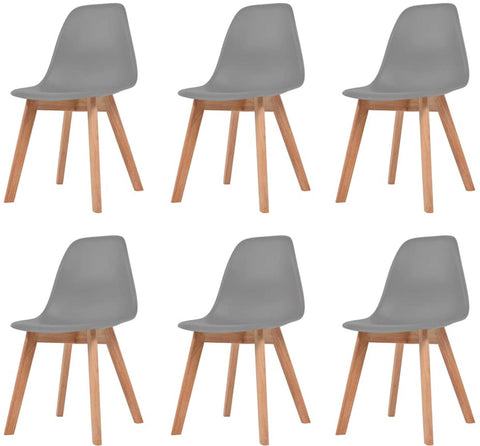 Eetkamerstoelen - Set van 6 - Kunststof - Grijs Eettafel Stoelen - Eetkamerstoelen Set - Grijze Stoelen - Kunststof Stoelen - Comfortabele Stoelen - Grijs