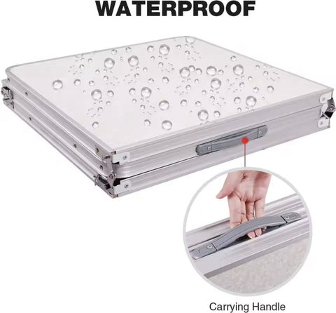 Klaptafel - Aluminium klaptafel - Schraagtafel - Camping tafel - Picknick tafel - Opvouwbaar - Aluminium - Waterdicht bewerkt MDF - Zilver