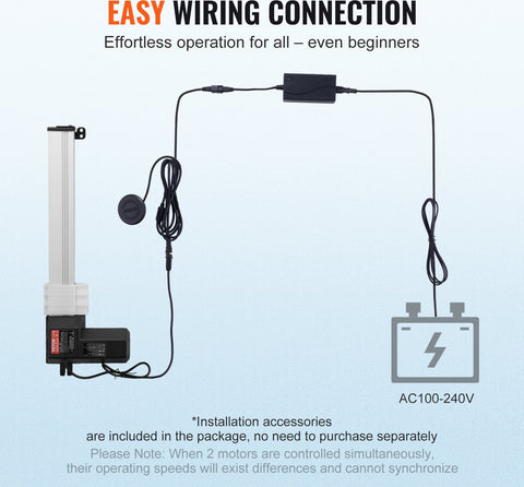 Lineaire Actuatorkit - 1000N - 24V - IP44 - Bescherming - Adaptervoeding - voor Het Optillen van tv/Tafel/Bank - Zilver