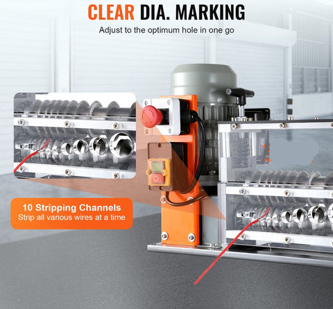 Draadstripmachine - Elektrisch Koperdraad - Strippen Machine - voor het Strippen van Koperdraad - 10 Kanalen en 10 Snijbladen - 1.5-32 mm - 750W