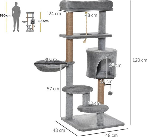 Krabpaal Kat - 120cm - Katten - Krabpaal Voor Katten - Krabpaal voor Grote Katten - Hangmat