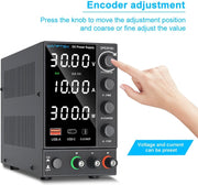 Wanptek - Voeding - Omvormer - Regelbare spanningsregelaar 30V - 10 - 300W - Wit display - Voor telefoonreparatie - Gereguleerde labtafel - DC-voedingen - Zwart