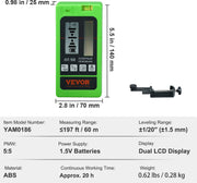 Professionele Laser Detector - Pulse Kruislijnlaser - ±1,5 mm Waterpas Bereik - 1,5 V Batterijen - 20 uur Bedrijfstijd - Dubbel LCD-display met Achtergrondverlichting