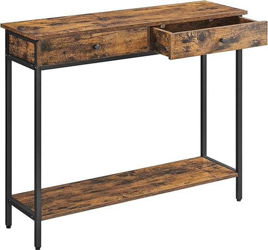 Gangtafel - Console tafel - Consoletafel - Gang tafel - Haltafel - Entree tafel - MDF - Metaal - 16.2 kg - Bruin -  100 x 30 x 80 cm - Bruin