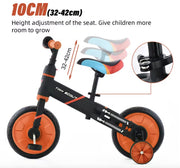 Loopfiets - Kinderfiets - Kleuterfiets - Peuterfiets - 4in1 kinderfiets - Afneembare trappers - Afneembare zijwieltjes - Verstelbaar zadel - Blauw - Zwart