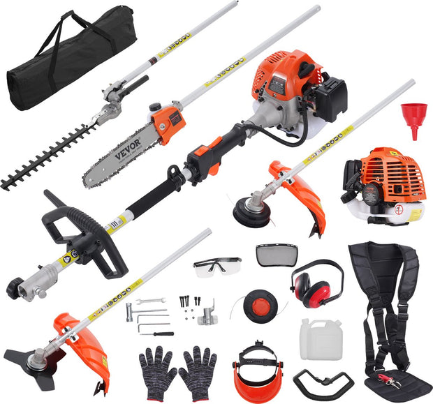 Heggenschaar Benzine - 5-in-1 - 26CC - Tweetaktmotor - Met 8500 Tpm - Kan 270° - Worden Gedraaid - Met Beschermende Handschoenen En Gehoorbescherming - Voor Van Hoge Takken - Struiken - Theetuinen En Landschapsonderhoud