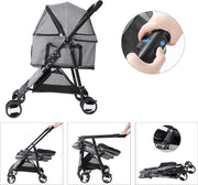 Vouwbare Hondenbuggy - Opvouwbare Dierenwage - voor Honden en Katten - 4-Wiel Dierentransport - Geschikt - voor Huisdieren tot 20 kg - Inclusief Afneembare Dekentje - en Regenhoes - Perfect Cadeau - voor Huisdiereigenaren