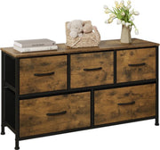Dressoir Kasten - Dressoir Tv Kast - 5 Lades - Slaapkamer Dressoirs - Kledingkast - Rustiek Bruin met Zwart
