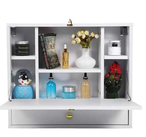 Opvouwbaar Laptopbureau - Bureau-opbergrek - Opbergdoos - Laptopbureau - Laptopstandaard - 60 x 50 x 15 cm - Wit