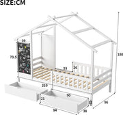 Kinderhuisbed - 90x200cm - Wit - Voor Kinderen - Speelhuis Binnen - Eenpersoonsbed - Kinderbed