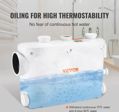 Rioollift - Ingebouwde Terugslagklep - 500W - 8m Opvoerhoogte - 6600l/U - 2900rpm - Olie Om Heet Water Te Weerstaan - Effectieve Antimicrobiële - Geschikt Voor Toiletten - Douches - Wasruimtes - Badkamers