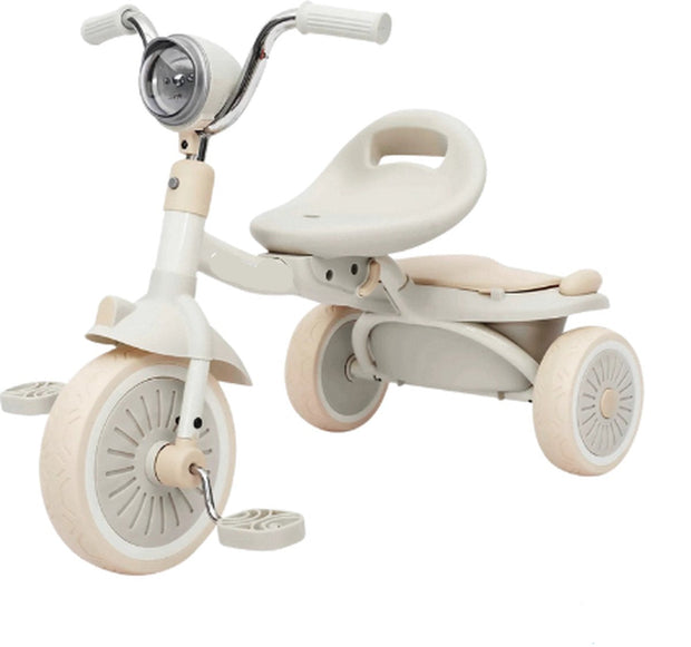 Opvouwbare Driewieler - Loopfiets met Pedalen - PU Wielen Schokabsorberend - LED Lamp - Veilig en Comfortabel - Binnen en Buiten - 1-5 Jaar - Uitgebreid Getest - Wit/Roze